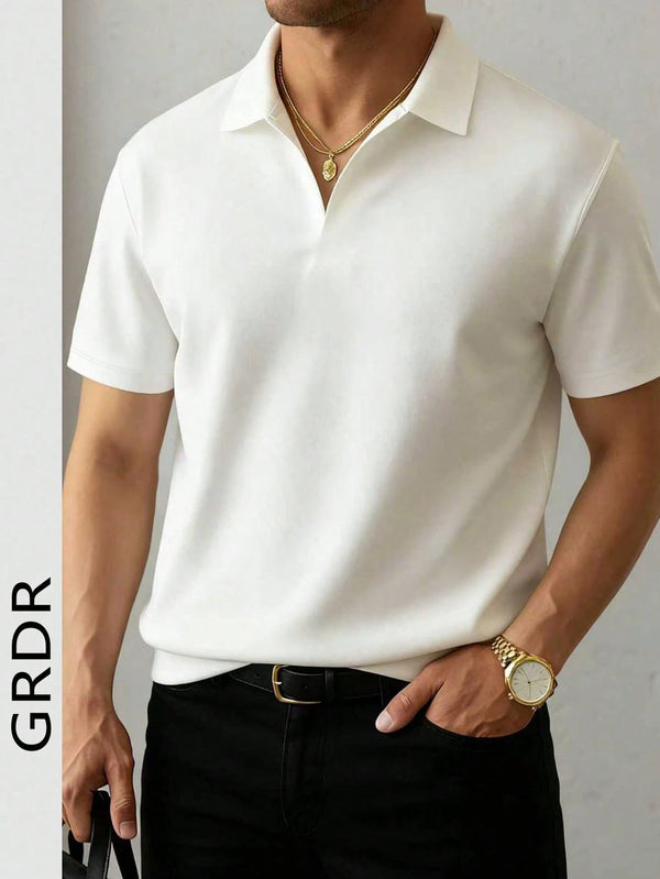 GRDR Men's Lightweight Mandarin Collar Simple Short Sleeve T-Shirt, Casual &