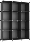 Home Storage Organizer, AWTATOS Cube Storage Organizer Storage 12 Cube Bookshelf DIY Plastic Closet Clothes Storage Shelves with Wooden Mallet