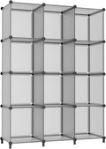 Home Storage Organizer, AWTATOS Cube Storage Organizer Storage 12 Cube Bookshelf DIY Plastic Closet Clothes Storage Shelves with Wooden Mallet