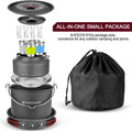 Camping Cookware Set, Odoland 22pcs Camping Cookware Mess Kit, Large Size Hanging Pot Pan Kettle with Base Cook Set for 4