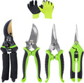 AudcaLight Garden Pruning Tool, 4-Pack Bypass Pruning Shears, Titanium Steel Blade, With Gardening Gloves, Shears Stainless