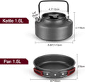 Camping Cookware Set, Odoland 22pcs Camping Cookware Mess Kit, Large Size Hanging Pot Pan Kettle with Base Cook Set for 4
