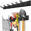 Garage Tool Organizer Wall Mount with 48 inches Rails and 6 Double-layer Hooks, Garden Tool Rack Heavy Duty