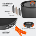 Camping Cookware Set, Odoland 18pcs Camping Cookware Large Size Hanging Pot Pan Kettle Set with Plastic Plates Bowls Soup Spoon for Camping