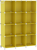 Home Storage Organizer, AWTATOS Cube Storage Organizer Storage 12 Cube Bookshelf DIY Plastic Closet Clothes Storage Shelves with Wooden Mallet