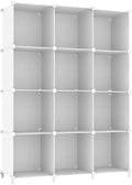 Home Storage Organizer, AWTATOS Cube Storage Organizer Storage 12 Cube Bookshelf DIY Plastic Closet Clothes Storage Shelves with Wooden Mallet