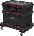 Garage Tool Organizer, Keter Stack-n-Roll Modular Tools Organizer for Garage Storage and DIY, 3 Piece Resin Rolling Tool Box System for Small Parts