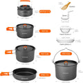 Camping Cookware Set, Odoland 18pcs Camping Cookware Large Size Hanging Pot Pan Kettle Set with Plastic Plates Bowls Soup Spoon for Camping