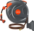 NEO-TEC 100FT Retractable Garden Hose Reel 1/2 Inch with 9-Pattern Nozzle, Automatic Slow Return & Any Length Lock