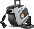 SUNPOW Retractable Garden Hose Reel, 1/2 inch x 50ft Heavy Duty Wall Mounted Hose Reel with 3/4 inch Brass Fitting & 10 Sprayer Nozzle