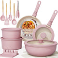 Cast Iron Cookware, Astercook 21 Pcs Pots and Pans Set Non Stick, Ceramic Cookware Set Detachable Handle, RV Kitchen Cooking Set Removable Handles
