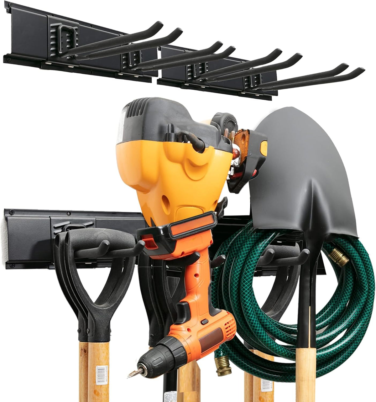Garage Tool Organizer Wall Mount, 48 inches, Sturdy Storage Rack with Adjustable Hooks, Anti-Rust, Easy Installation, 300lbs Capacity