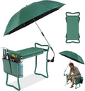 OAOA innovation Garden Kneeler & Seat, 2-in-1 Garden Kneeler with Umbrella, Kneeling Bench & Black Umbrella, Portable Stool 330lb Capacity