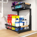 Home Storage Organizer, PXRACK Under Sink Organizer, Adjustable Height, 2 Tier Pull Out Under Cabinet Organizer