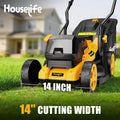 Houselife 40V Cordless Lawn Mower Compatible with Dewalt 2x20V MAX Battery, 14 Inch Electric Lawn Mower with 35L Grass Bag