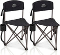 LANMOUNTAIN Home & Garden Product, 2 Pack Folding Camping Tripod Stool with Backrest & Cup Holder, Lightweight Portable Outdoor Chairs for Adults