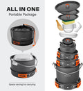 Camping Cookware Set, Odoland 18pcs Camping Cookware Large Size Hanging Pot Pan Kettle Set with Plastic Plates Bowls Soup Spoon for Camping