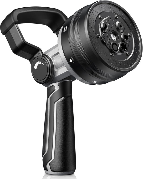 Garden Hose Nozzle, RAINPOINT Heavy Duty Fireman's Hose Nozzle, 7 Modes Water Hose Nozzle with Adjustable Flow Control