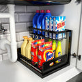 Home Storage Organizer, Under Sink Organizer, Pull Out Cabinet Organizer, 2 Tier Metal Slide Out Shelf with L Shaped Design for Kitchen, Bathroom