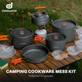 Camping Cookware Set, Odoland 18pcs Camping Cookware Large Size Hanging Pot Pan Kettle Set with Plastic Plates Bowls Soup Spoon for Camping