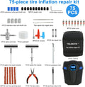 TILIBOTE Tire Repair Kit, Tire Inflator Portable Air Compressor, Heavy Duty Flat Tire Repair Kit With 12V Air Pump For SVU, Car, Motorcycle, Truck