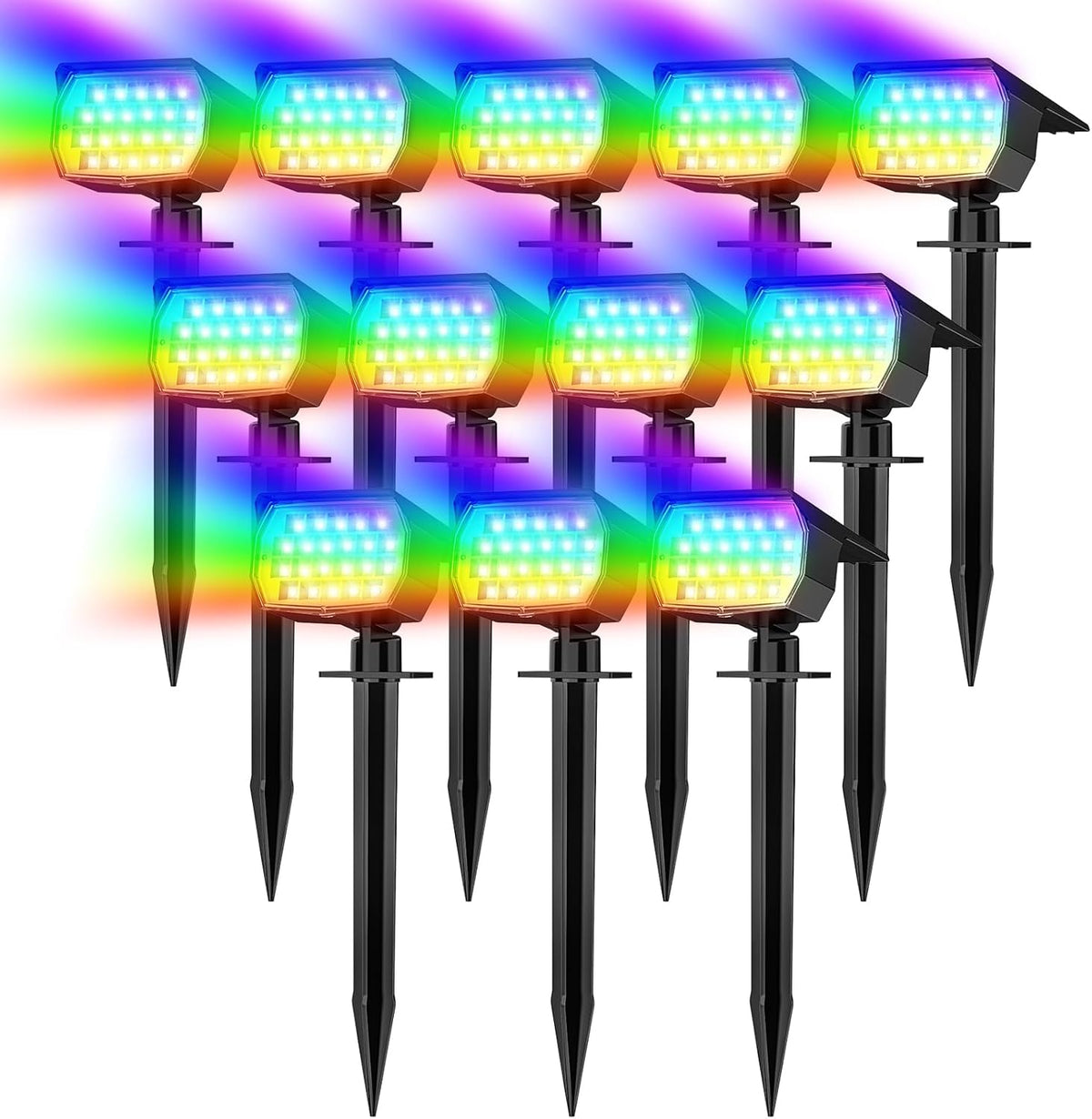 WENATY Solar Outdoor Lights, Solar Spot Lights Outdoor Waterproof IP65, 12 Pack Landscape Spotlights with 46 LEDs