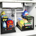 Home Storage Organizer, Under Sink Organizer, Pull Out Cabinet Organizer, 2 Tier Metal Slide Out Shelf with L Shaped Design for Kitchen, Bathroom