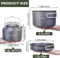 Dinithron 22-Piece Camping Cookware Set, Lightweight Non-Stick camping cooking set, Includes Large Pot, 1.6L Kettle