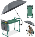 OAOA innovation Garden Kneeler & Seat, 2-in-1 Garden Kneeler with Umbrella, Kneeling Bench & Black Umbrella, Portable Stool 330lb Capacity