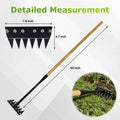 Stand Up Weed Puller, Gardenia Weeding Rake 2.0, 60" Forged Iron Weeding Rake with Exclusive Double-Edged Thickened 6-Tines & Long Wooden Handle