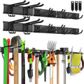 Garage Tool Organizer Wall Mount with 48 inches Rails and 6 Double-layer Hooks, Garden Tool Rack Heavy Duty