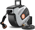 SUNPOW Retractable Garden Hose Reel, 1/2 inch x 50ft Heavy Duty Wall Mounted Hose Reel with 3/4 inch Brass Fitting & 10 Sprayer Nozzle
