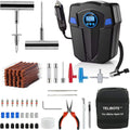 TILIBOTE Tire Repair Kit, Tire Inflator Portable Air Compressor, Heavy Duty Flat Tire Repair Kit With 12V Air Pump For SVU, Car, Motorcycle, Truck