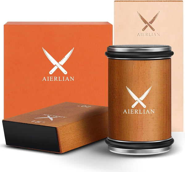 AIERLIAN Knife Sharpener Tool, Rolling Knife Sharpener Kit, Knife Sharpening with Diamonds and Ceramic for Steel of Any Hardness