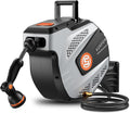 SUNPOW Retractable Garden Hose Reel, 1/2 inch x 50ft Heavy Duty Wall Mounted Hose Reel with 3/4 inch Brass Fitting & 10 Sprayer Nozzle