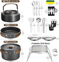 Joyfair Camping Cookware Set, 18Pcs Camping Cookware Mess Kit, Joyfair 7.8” Nonstick Camp Cooking Utensil Set (Pot, Pan, Kettle, Grill Grate)