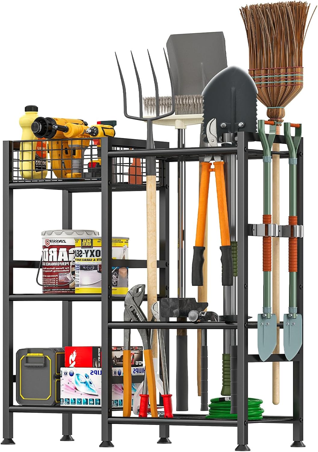 Garage Tool Organizer, Garden Tool Organizer, Heavy Duty Yard Tool Tower Rack for Garage Organization and Storage