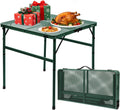 Camping Furniture, 2Ft Small Folding Table with Carry Handle, Camping Table Adjustable Height 10.6–22 in, Black Metal Mesh