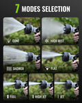Garden Hose Nozzle, RAINPOINT Heavy Duty Fireman's Hose Nozzle, 7 Modes Water Hose Nozzle with Adjustable Flow Control