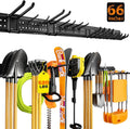 Garage Tool Organizer Wall Mount 66 inches with 13 Adjustable Heavy-Duty Hooks, Garage Organization, Garden Tool Storage Rack for Garage, Yard