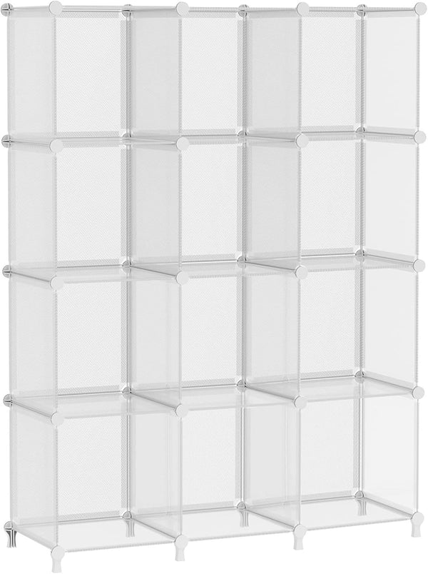 Home Storage Organizer, AWTATOS Cube Storage Organizer Storage 12 Cube Bookshelf DIY Plastic Closet Clothes Storage Shelves with Wooden Mallet