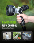 Garden Hose Nozzle, RAINPOINT Heavy Duty Fireman's Hose Nozzle, 7 Modes Water Hose Nozzle with Adjustable Flow Control