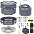Dinithron 22-Piece Camping Cookware Set, Lightweight Non-Stick camping cooking set, Includes Large Pot, 1.6L Kettle