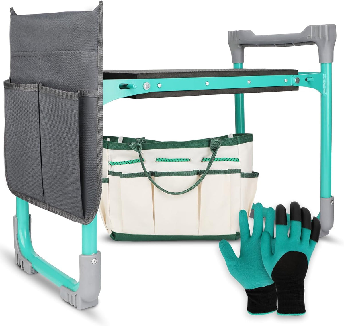WEILISEN Garden Kneeler & Seat, Garden Kneeler and Seat, 2-in-1 Foldable Garden Bench with Non-Slip EVA Foam Pad, Storage Bags, Glove