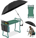 OAOA innovation Garden Kneeler & Seat, 2-in-1 Garden Kneeler with Umbrella, Kneeling Bench & Black Umbrella, Portable Stool 330lb Capacity