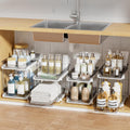 Home Storage Organizer, Delamu 2-Tier Multi-Purpose Bathroom Under Sink Organizers and Storage, Stackable Kitchen Pantry Organization
