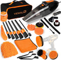 Viewsun 17pcs Car Cleaning Kit, Pink Car Interior Detailing Kit with High Power Handheld Vacuum, Detailing Brush Set, Windshield Cleaner, Cleaning Gel