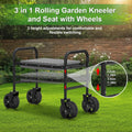 Garden Kneeler & Seat, NIUXX Garden Kneeler and Seat with 360° Wheels: 3-in-1 Rolling Garden Stool with Extendable Legs