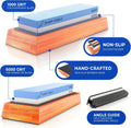 Sharp Pebble Premium Whetstone Knife Sharpening System, 1000/6000 Grit Whetstone Knife Sharpener & Honing Kit with Angle Guide & Non-Slip Bamboo Base