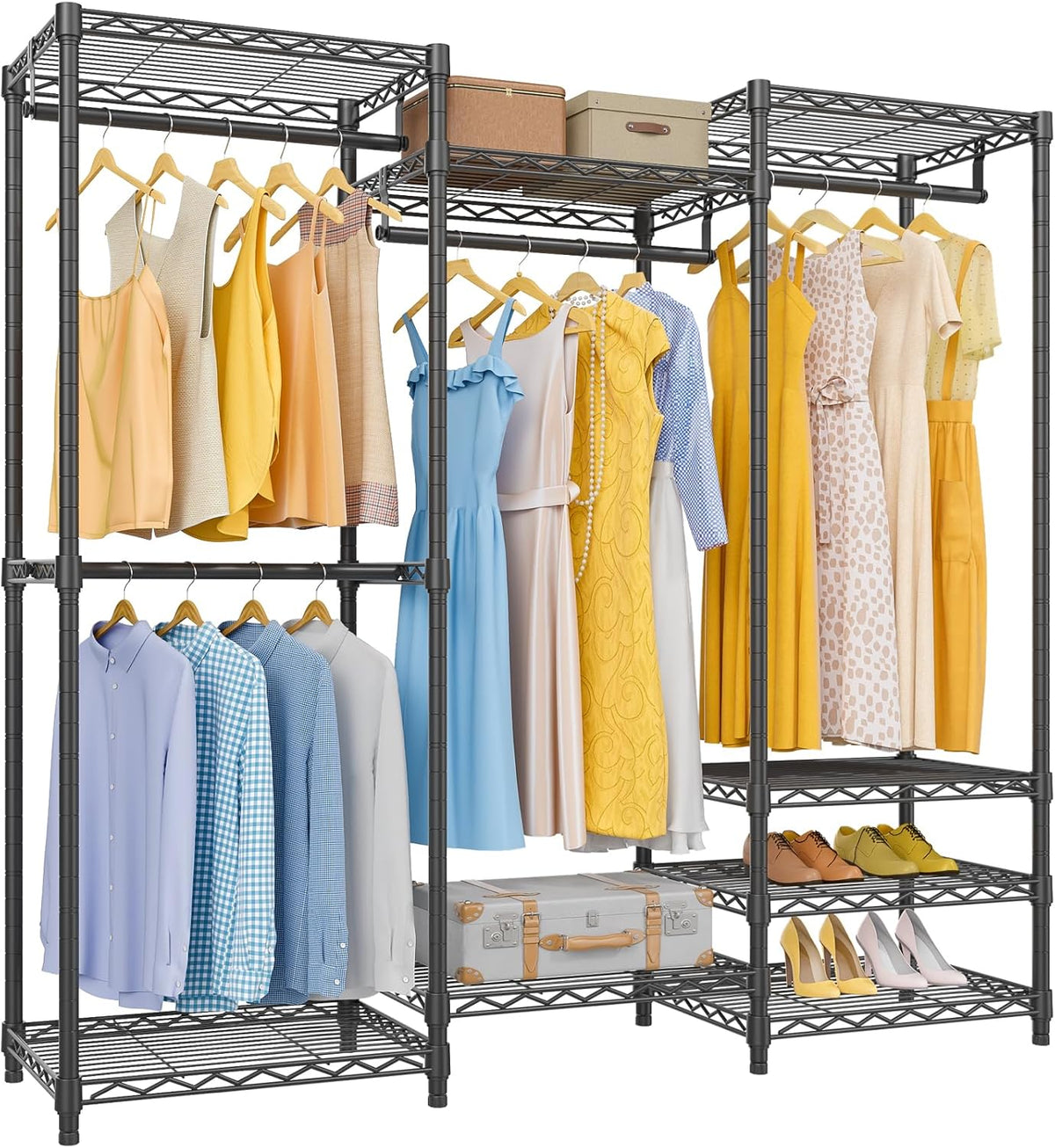 Portable Closet Organizer, VIPEK V5 Heavy Duty Clothes Rack, Portable Closet Wardrobe with 4 Hanging Rods & 8 Shelves